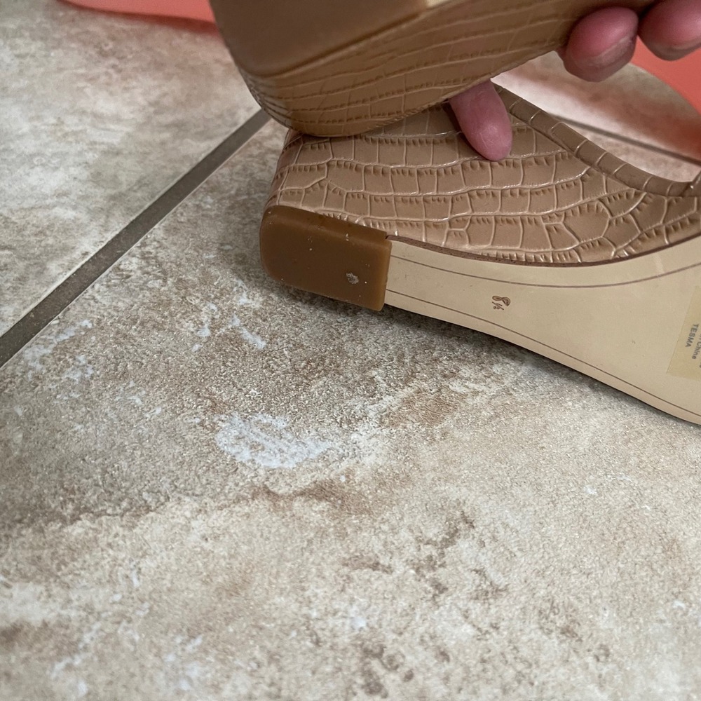 Sam Edelman TESMA NWOT WomenS Wedge Sandals, Embossed, Slip On, Square Toe BEIGE - Picture 7 of 8